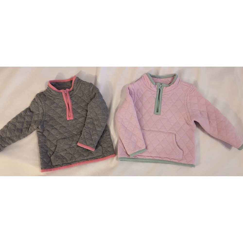 Cat And Jack Girls Size 18 Months Quilted Pull Overs - Lot of 2 - GUC